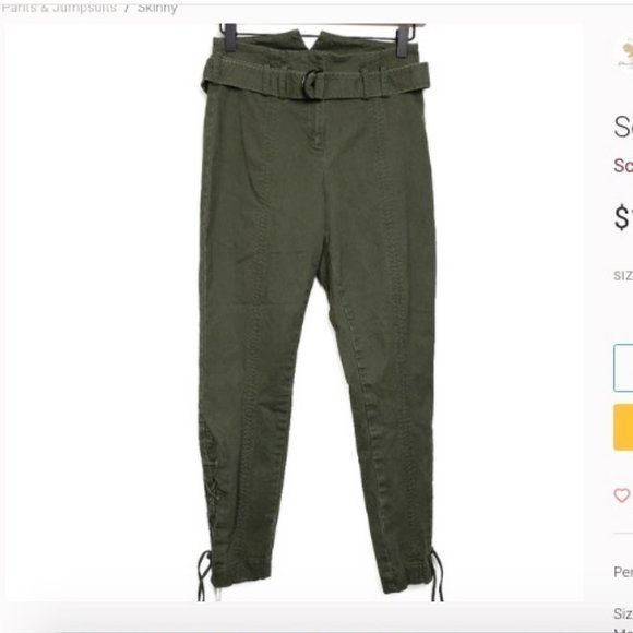 NWT Scripted Rio Green Side Lace Up Buckle Pants - Picture 2 of 11
